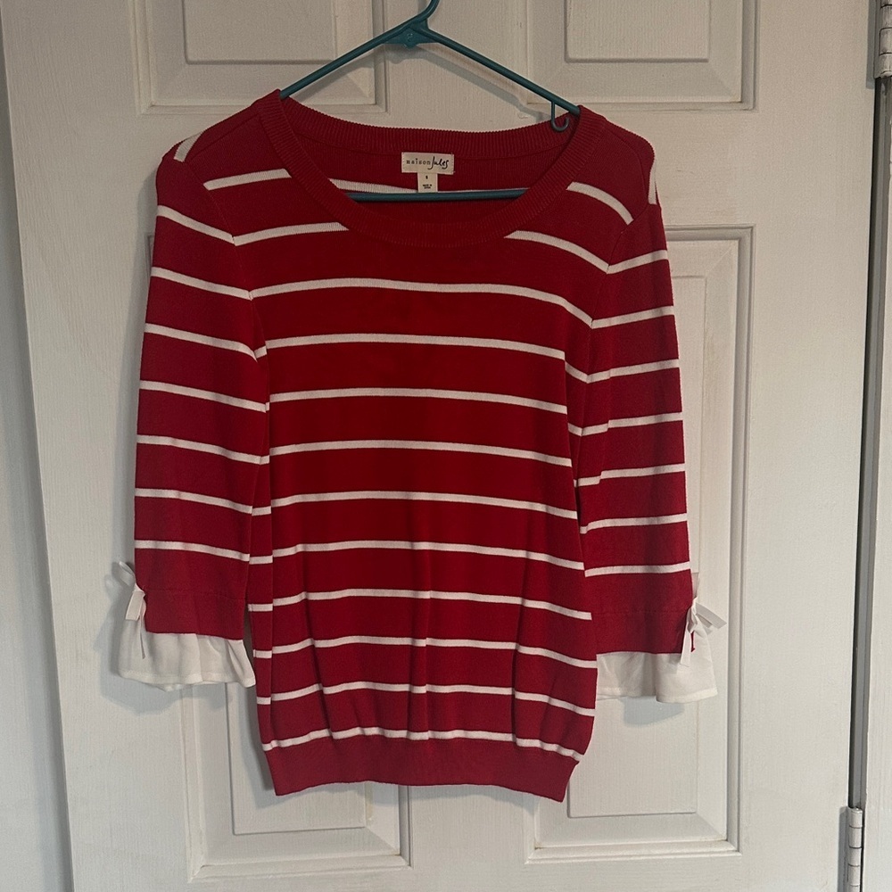 Maison Jules red and white stripe top size small women’s